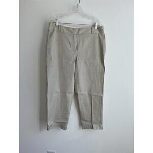 Talbots Heritage Embroidered Lemon Khaki Chino Pants Ankle Length Size 12
